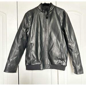 INC Faux Leather zipper bomber, jacket -Black